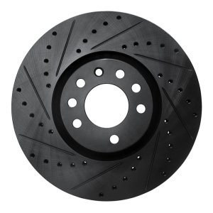 Cadillac BLS Brake Rotor (1) - Front Left - R1 Concepts - Drilled & Slotted - Black - `03-`11